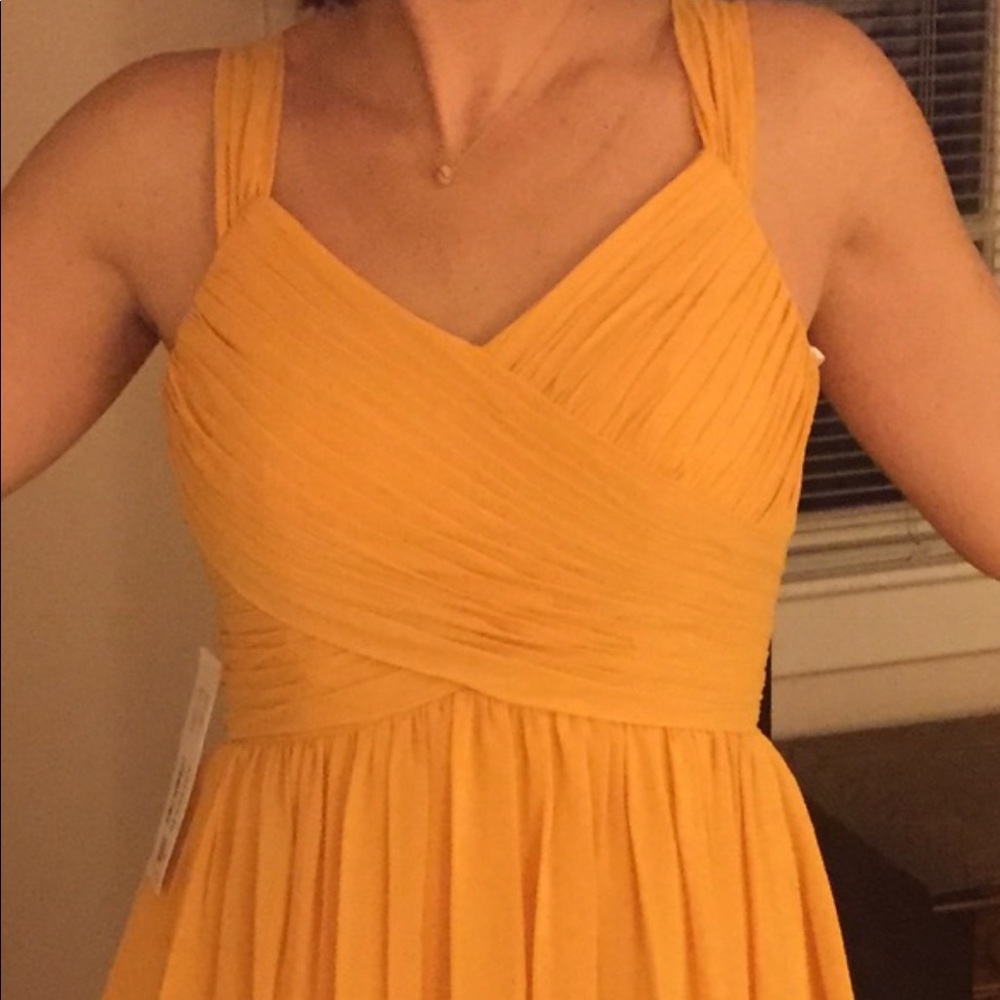 Azazie goldenrod chiffon bridesmaid dress
